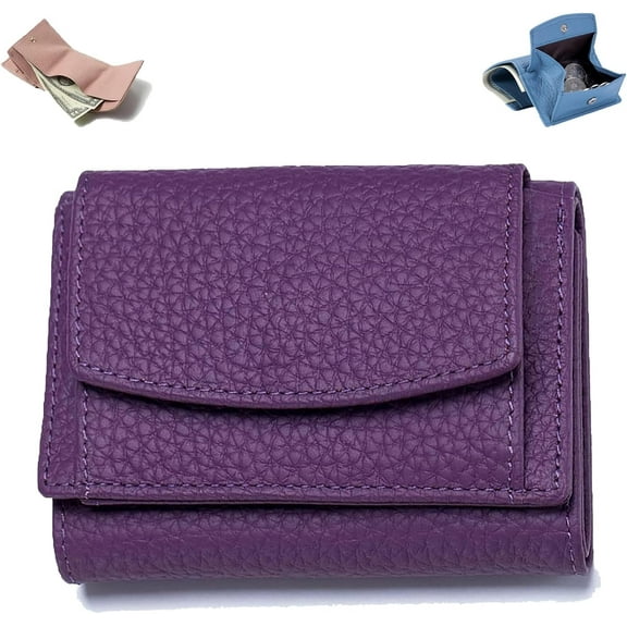 Houtangduty Mini Wallet, Preliminary Wallet With Coin Pouch, Women's Foldable Short Wallet, Premium Leather Wallet for Women (Purple)