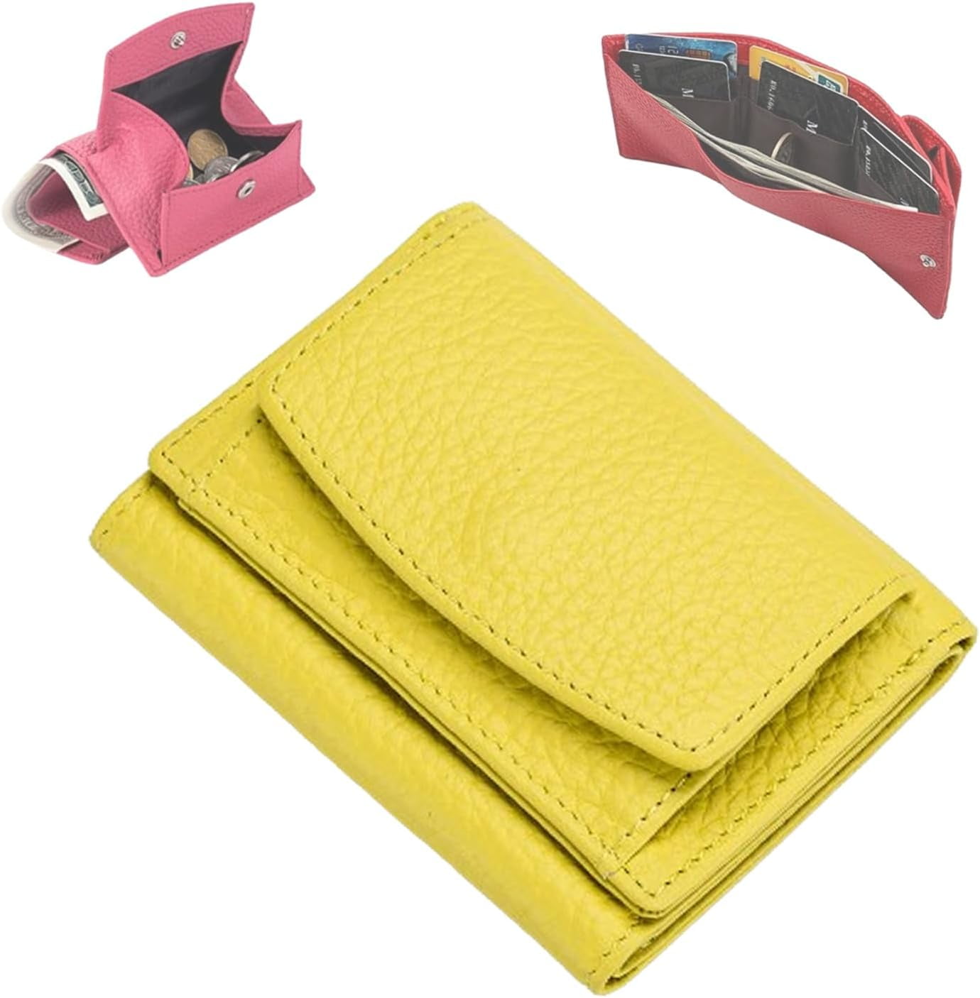 Houtndguter Mini Wallet,Stuffdatas 2025 New Leather Rfid Blocking Card ...