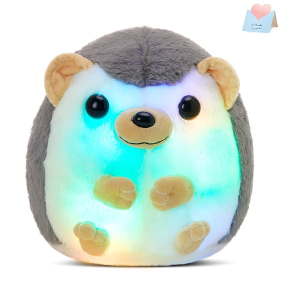 Houwsbaby 10'' Light up Hedgehog Stuffed Animal Glow Soft Plush Toy LED Nightlight Bedtime Gift for Toddlers Kids on Birthday Christmas