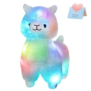 Houwsbaby 13.5 Light up Alpaca Stuffed Animals LED White Llama Soft Toy Bedtime Pal Gift for Toddler Kids on Birthday Holiday