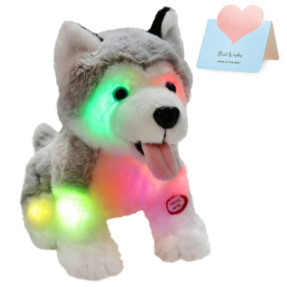 Houwsbaby 13'' Musical Light up Rainbow Cat Stuffed Animal,Rainbow Kitty Soft Stuffed Animal,Singing Glowing Cat Plush Toy Bed Night Light Birthday Gift for Toddler Kids