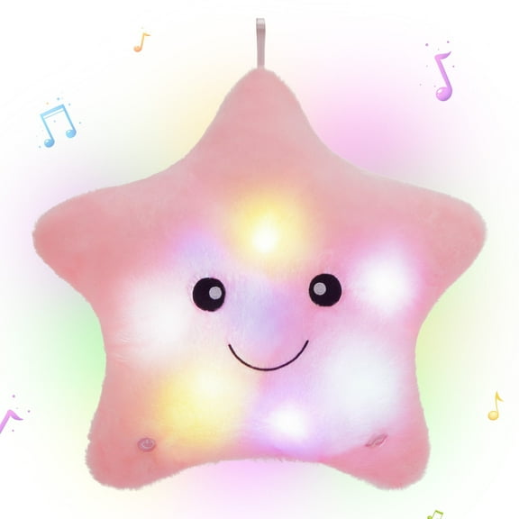 Houwsbaby 13'' Soft Creative Lullaby Glowing Singing Star Plush Toy,Light up Musical Twinkle Star Plush Pillow, Birthday for Kids Toddlers Boys Girls, Pink