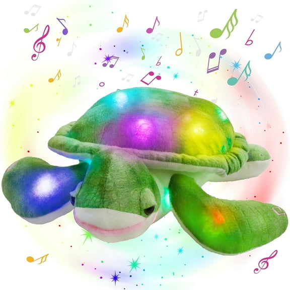 Houwsbaby 14'' Light up Musical Sea Turtle Stuffed Animal Ocean Life Soft Plush Toy Pillow Halloween Children's Day Birthday Gifts for Toddler Kids