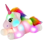 Houwsbaby 16.5 Big Light up Pink Unicorn Stuffed Animal LED Unicorn Soft Plush Toy ,Creative Decorations for Childrens Room,Birthday Halloween for Kids Girls