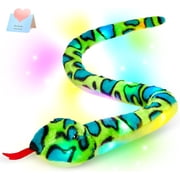 Houwsbaby 40 Green Realistic Light Up Snake Stuffed Animal Snake Plush Toy Glowing Up Stuffed Animal for Practical Jokes,Playtime Fun Soft Kids Christmas Halloween Birthday Festival Presents