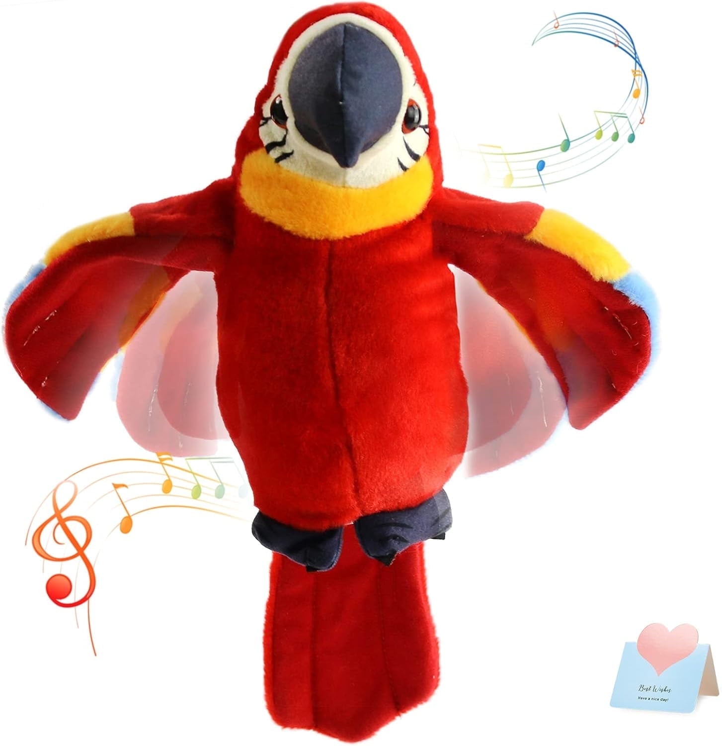 Houwsbaby 9'' Red Talking Parrot Plush Pal Repeat What You Say Recording Stuffed Animal Macaw Electronic Record Interactive Animated Bird Present Birthday Christmas for Kids Boys Girls