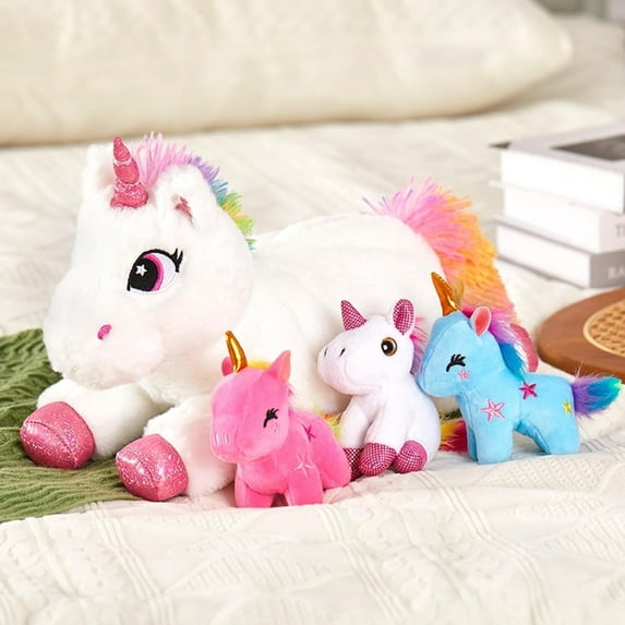 Houwsbaby Unicorn Mommy Stuffed Animal with 3 Babies Inside,4 in 1unicorn Plush Toy,Present for Boys Girls Kids Birthday Festival Christmas