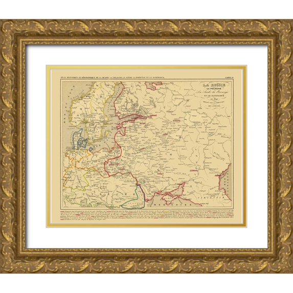 Houze 14x12 Gold Ornate Wood Framed with Double Matting Museum Art Print Titled - Europe Russia Poland Scandinavia - Houze 1840