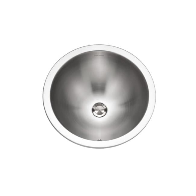 Houzer CRTO-1620-5 16 in. Opus Drop-in Round Bowl Bathroom Sink with Overflow Drain Assembly, Stainless Steel - Pack of 5