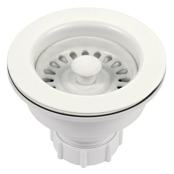 Houzer 190-9261 3.5" Plastic White Kitchen Sink Basket Strainer for 3.5-Inch Drain Openings, Matte Black