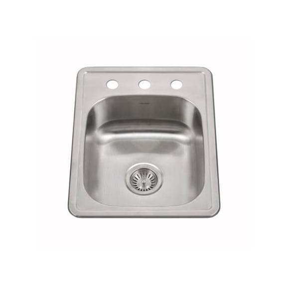 Houzer ADA Compliant 17 inch Stainless Steel Drop-in Topmount 3-hole 6 inch Deep Large Bar and Prep Sink - A1722-603-1