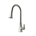 thumbnail image 1 of Houzer CAT-172-BN Single Hole Kitchen Faucet with Solid Stainless Steel Body, Pullout ABS Sprayer with Three Function Spray, Easy Clean Aerator, 1 of 9