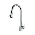 thumbnail image 1 of Houzer CAT-172-PC Single Hole Kitchen Faucet with Solid Stainless Steel Body, Pullout ABS Sprayer with Three Function Spray, Easy Clean Aerator, 1 of 9