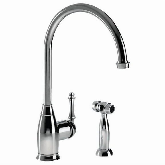 Houzer CHASS-682-PC 15.8125" Faucet Hole Polished Chrome Charlotte Traditional Solid Brass Kitchen Faucet with Sidespray