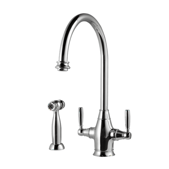 Houzer CRLSS-650-PC 14.375" Faucet Hole Brass Polished Chrome Charleston Two Handle Kitchen Faucet