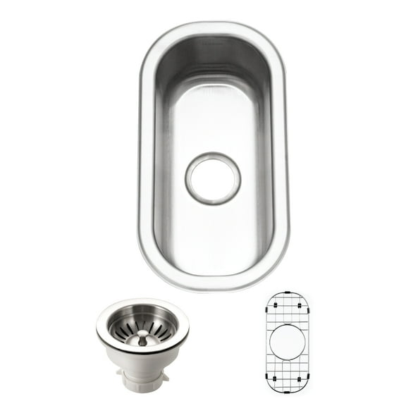 Houzer Club 10 in Stainless Steel Undermount Single Bowl Bar Sink with Strainer and Grid - CS-1105-C