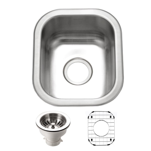 Houzer Club 13 in Stainless Steel Undermount Single Bowl Bar Sink with Strainer and Grid - CS-1307-C
