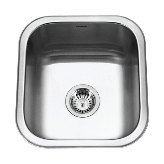 Houzer Club 17 in Stainless Steel Undermount 8 in Deep Single Bowl Bar Sink with Strainer - MS-1708-1