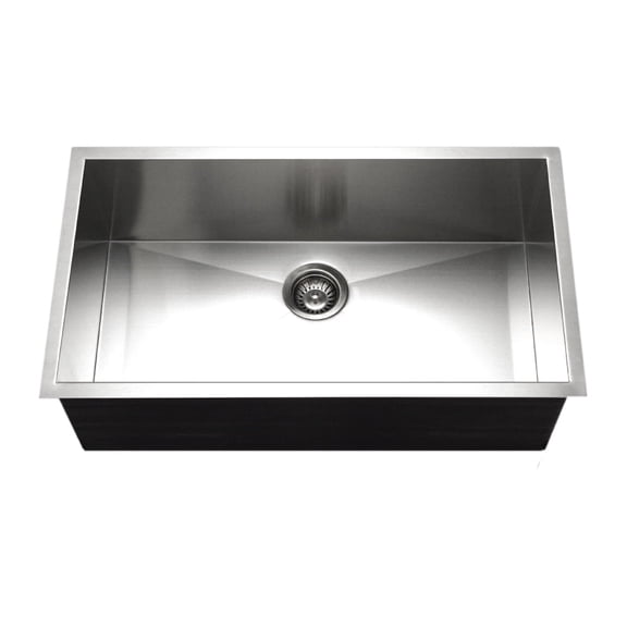 Houzer Contempo 32 inch Stainless Steel Undermount Single Bowl Kitchen Sink with Strainer & Grid - CTG-3200