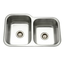 Houzer Elite 32 in Stainless Steel Undermount 60/40 Double Small Right Bowl Kitchen Sink with Strainer - EC-3208SR-1