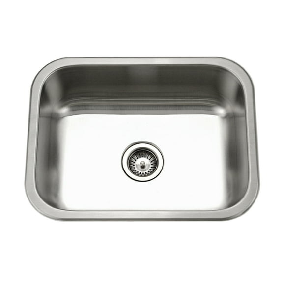 Houzer Elite 24 in Stainless Steel Undermount Single Bowl Kitchen Sink with Strainer - ES-2408-1
