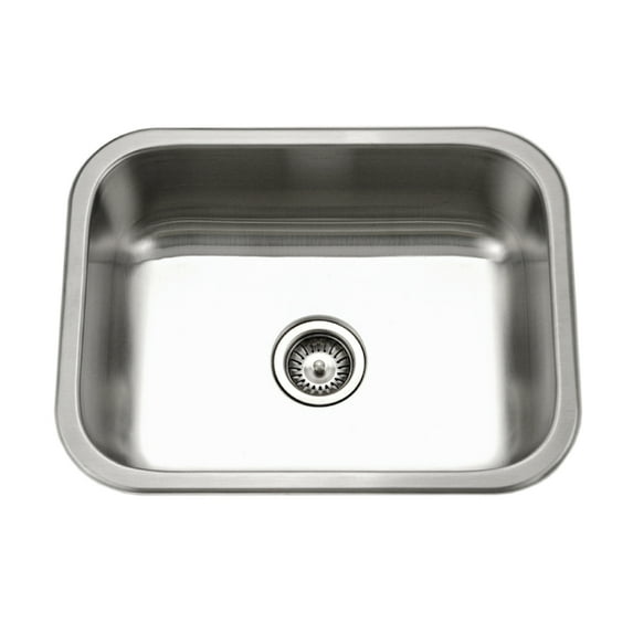 Houzer Elite 24 in Stainless Steel Undermount Single Bowl Kitchen Sink with Strainer - ES-2408-1