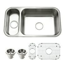 Houzer Elite 31 in Stainless Steel Undermount 80/20 Small Left Double Bowl Kitchen Sink with Strainer and Grid - EHD-3118-C