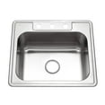 thumbnail image 1 of Houzer Glowtone 25 in Stainless Steel Topmount 3-hole Single Bowl 8 in Deep Kitchen Sink - 2522-8BS3-1, 1 of 8