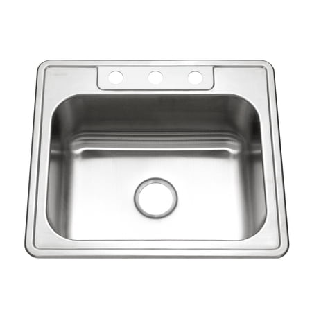 Houzer Glowtone 25 in Stainless Steel Topmount 3-hole Single Bowl 9 in Deep Kitchen Sink - 2522-9BS3-1
