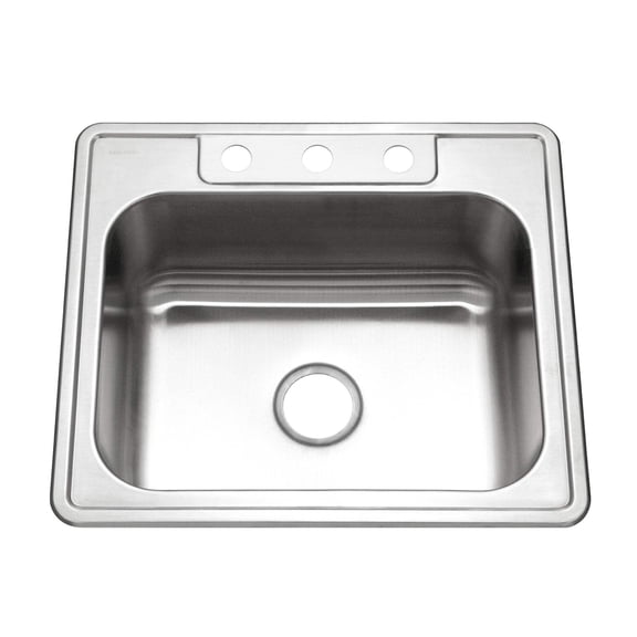 Houzer Glowtone 25 in Stainless Steel Topmount 3-hole Single Bowl 9 in Deep Kitchen Sink - 2522-9BS3-1