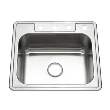 Houzer Glowtone 25 in Stainless Steel Topmount 4-hole Single Bowl 8 in Deep Kitchen Sink - 2522-8BS4-1