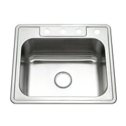 Houzer Glowtone 25 in Stainless Steel Topmount 4-hole Single Bowl 8 in Deep Kitchen Sink - 2522-8BS4-1