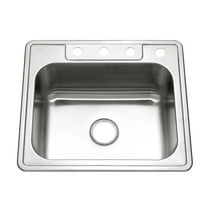 Houzer Glowtone 25 in Stainless Steel Topmount 4-hole Single Bowl 8 in Deep Kitchen Sink - 2522-8BS4-1