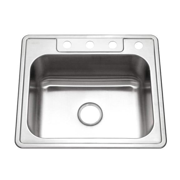 Houzer 2522-8BS4-1 Glowtone 25" Stainless Steel Drop-in Topmount 4-Hole Single Bowl 8" Deep Kitchen Sink