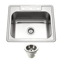 Houzer Glowtone 25 in Stainless Steel Topmount 4-hole Single Bowl 9 in Deep Kitchen Sink with Strainer - 2522-9BS4-C