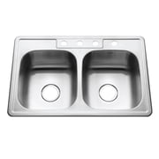 Houzer Glowtone 33 in Stainless Steel Topmount 4-hole 50/50 Double Bowl 8 in Deep Kitchen Sink - 3322-8BS4-1