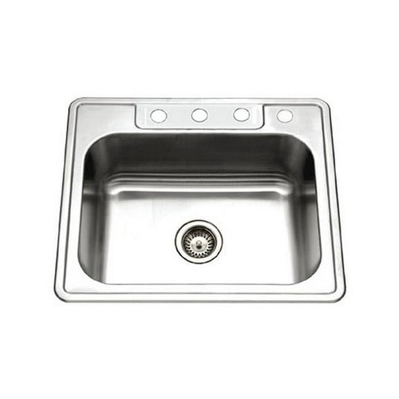 Houzer Glowtone Series Topmount Stainless Steel Single Bowl Kitchen Sink