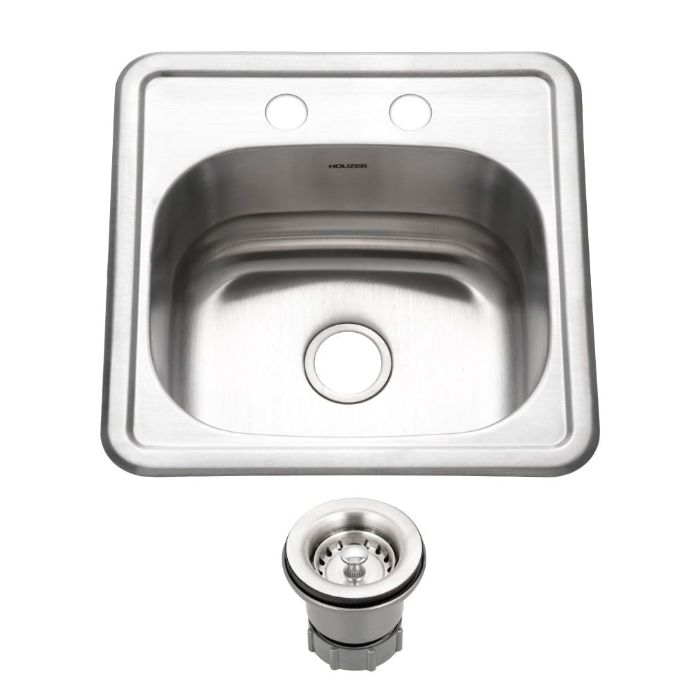Houzer 15" Stainless Steel Topmount Bar Sink with Strainer