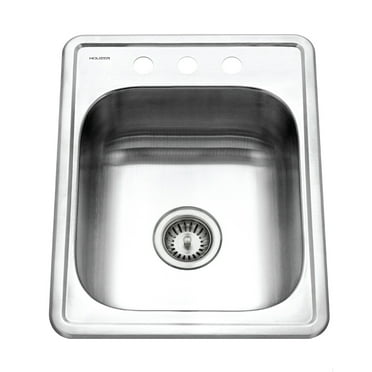 Houzer Hospitality 17 in Stainless Steel Topmount Single Bowl Bar Sink with Strainer - 1722-7BS-1
