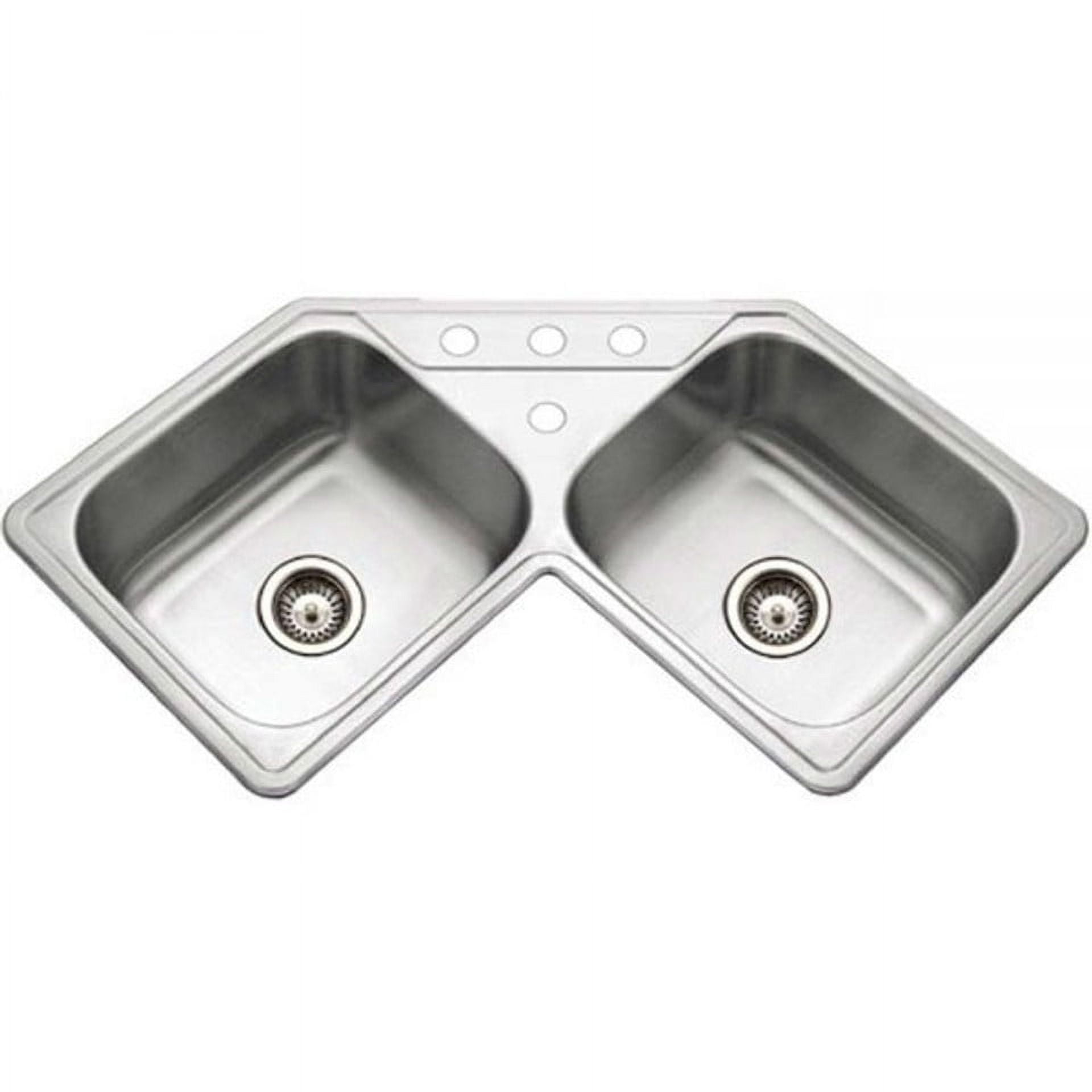 Houzer 41 Stainless Steel Topmount Triple Bowl Kitchen Sink, 18 Gauge,  PGT-4322-1