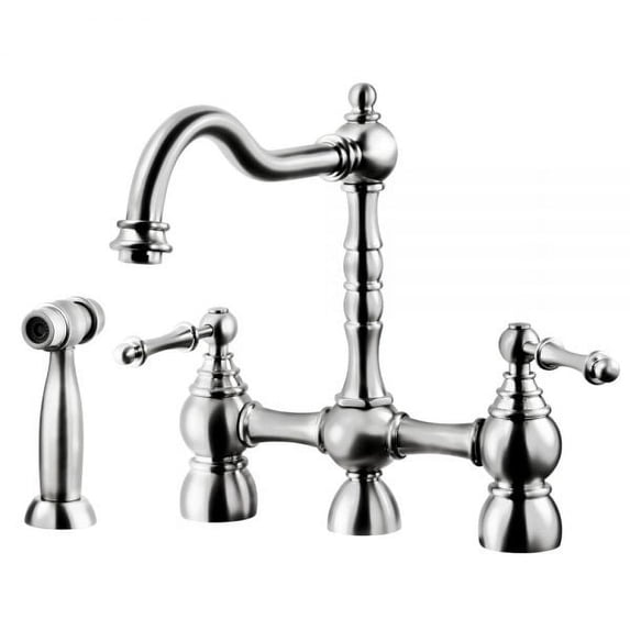 Houzer LEXBS-956-PC 11" Faucet Hole Brass Polished Chrome Lexington Bridge Kitchen Faucet