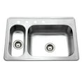 thumbnail image 1 of Houzer Legend 33 in Stainless Steel Topmount 80/20 Double Small Left Bowl Kitchen Sink with Strainer - LHD-3322-1, 1 of 7