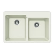 Houzer Quartztone 33 in Cloud Granite Composite Topmount 60/40 Double Bowl Kitchen Sink - M-175 CLOUD