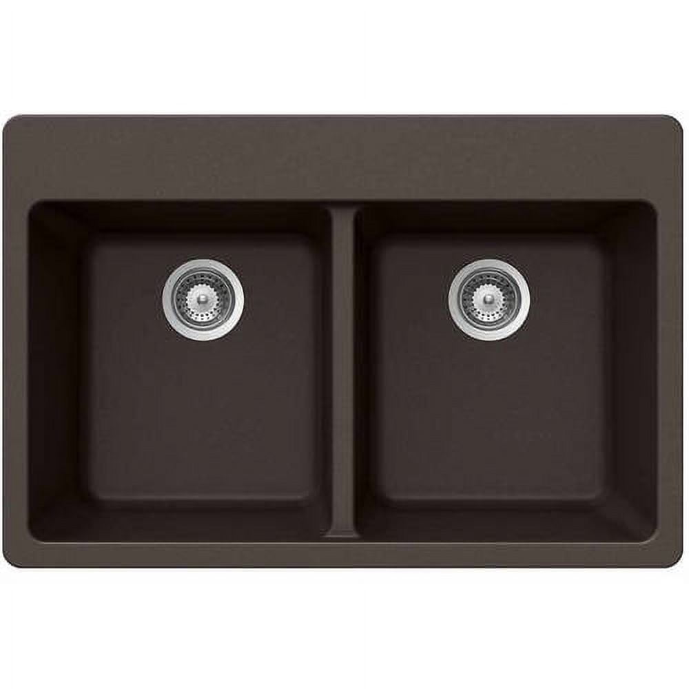 Houzer M-200 MIDNITE Quartztone Series Granite Topmount 50/50 Double Bowl Kitchen Sink, Black Houzer M-200 MIDNITE Quartztone Series Granite Topmount 50/50 Double Bowl Kitchen Sink, Black