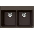 thumbnail image 1 of Houzer M-200 MOCHA Quartztone Series Granite Topmount 50/50 Double Bowl Kitchen Sink, Mocha, 1 of 8