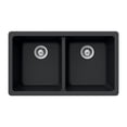 thumbnail image 1 of Houzer M-200U-MIDNITE 33" x 22" x 9.5" Topmount Midnite Granite Undermount 50/50 Double Bowl Kitchen Sink, 1 of 13