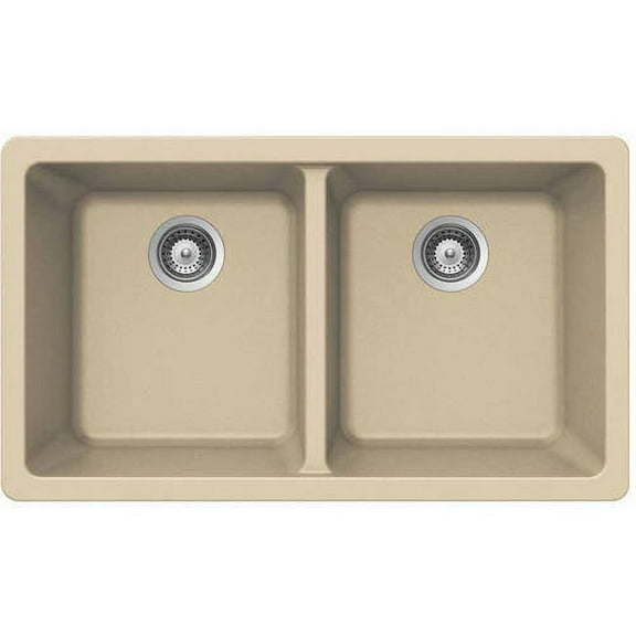 Houzer M-200U SAND Quartztone Series Granite Undermount 50/50 Double Bowl Kitchen Sink, Sand