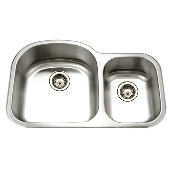 Houzer MC-3210SR-1 Medallion Undermount Double Bowl Kitchen Sink Stainless Steel