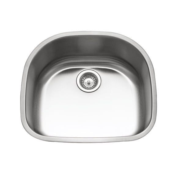 Houzer Medallion Designer 24 in Stainless Steel Undermount Single D Bowl Kitchen Sink with Strainer- MS-2409-1