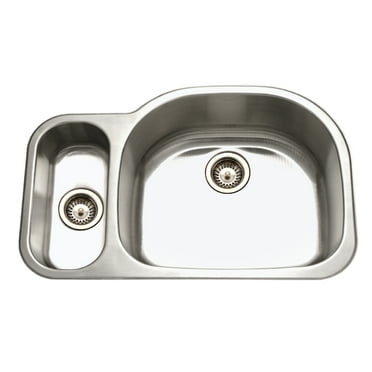 Houzer Medallion Designer 32 in Stainless Steel Undermount 80/20 Double Small Left Bowl Kitchen Sink with Strainer - MG-3209SL-1